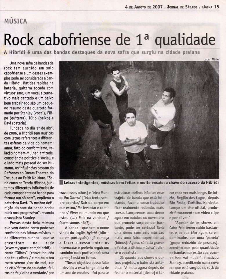 Filipe Hanssen e a banda Hibride notícia na cidade de Cabo Frio.